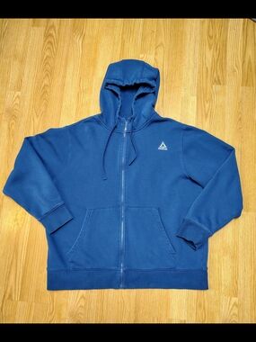 Reebok Navy Blue Men's Zip-Up Hoodie with Logo Size XXL